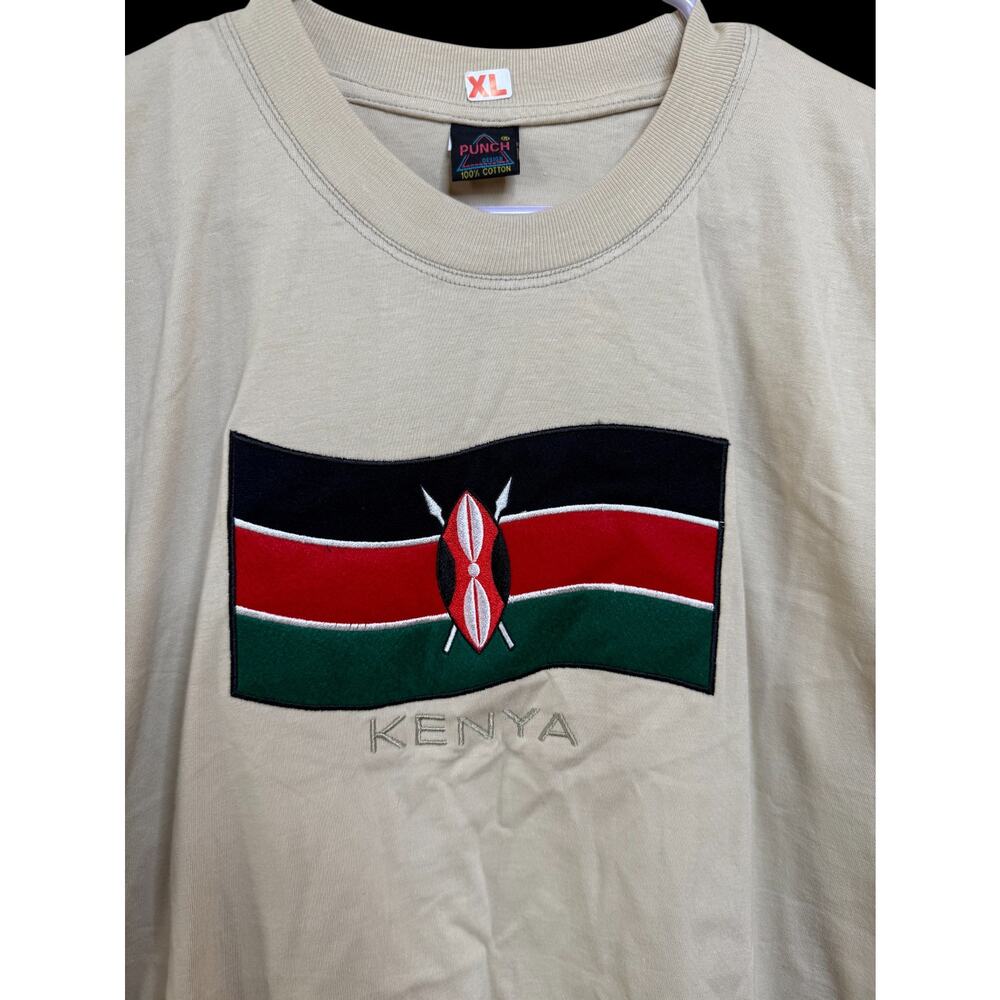 NWOT Vintage 90s Single Stitch Mens Kenya Embroidered Patch T Shirt Sz: XL E7